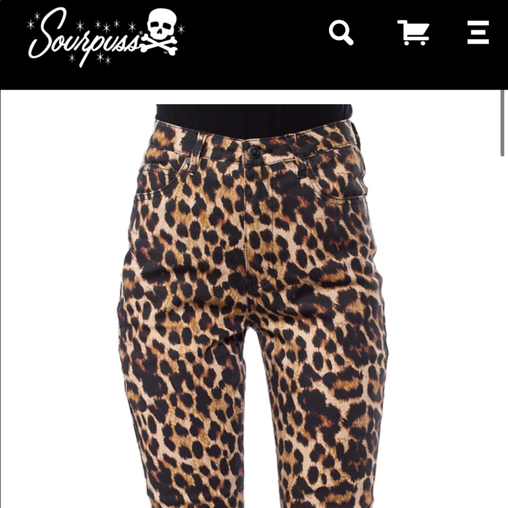 Sourpuss Leopard Jeans Size Medium. Originally $60